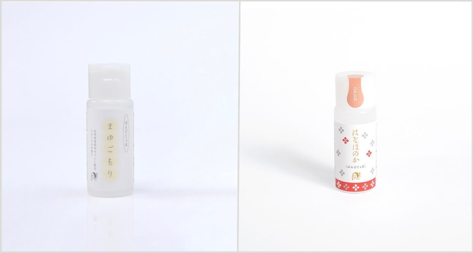 (左)まゆごもり はんどじぇる　(右)はなほのか はんどじぇる