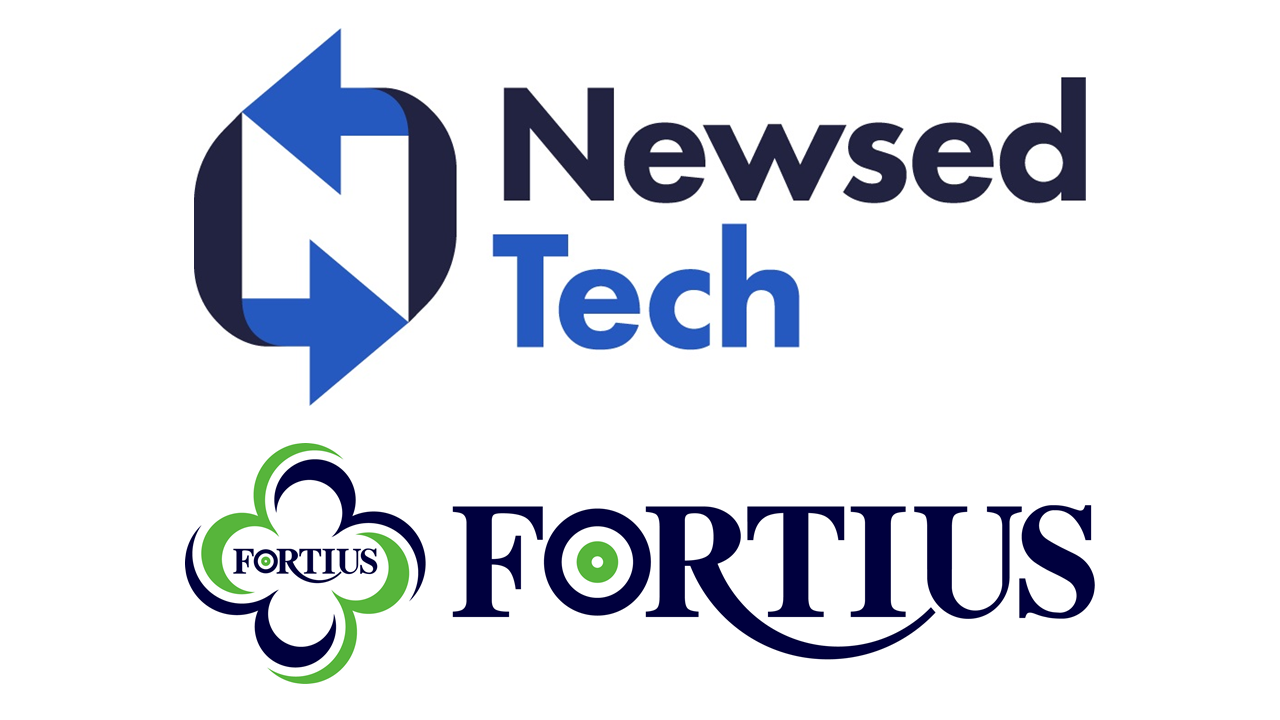 上が株式会社ニューズドテック、下がフォルティウスのロゴ