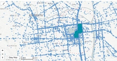 実世界の人流データを可視化（イメージ図）