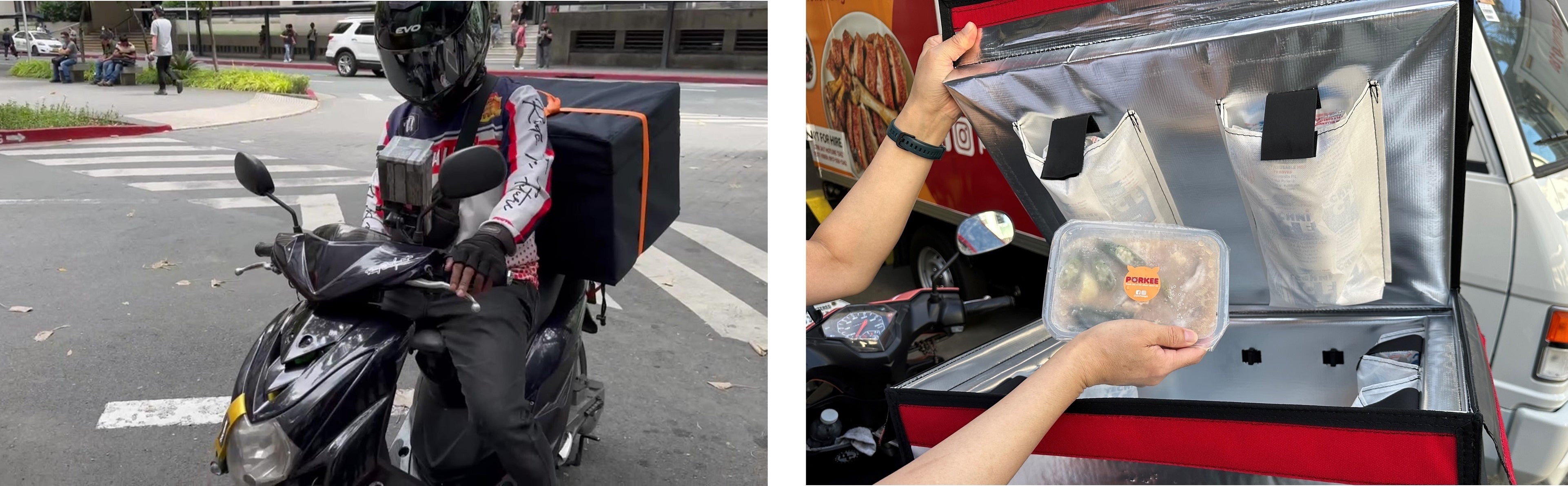 配送の様子（左：配送ドライバー　右：DNP多機能断熱ボックス）