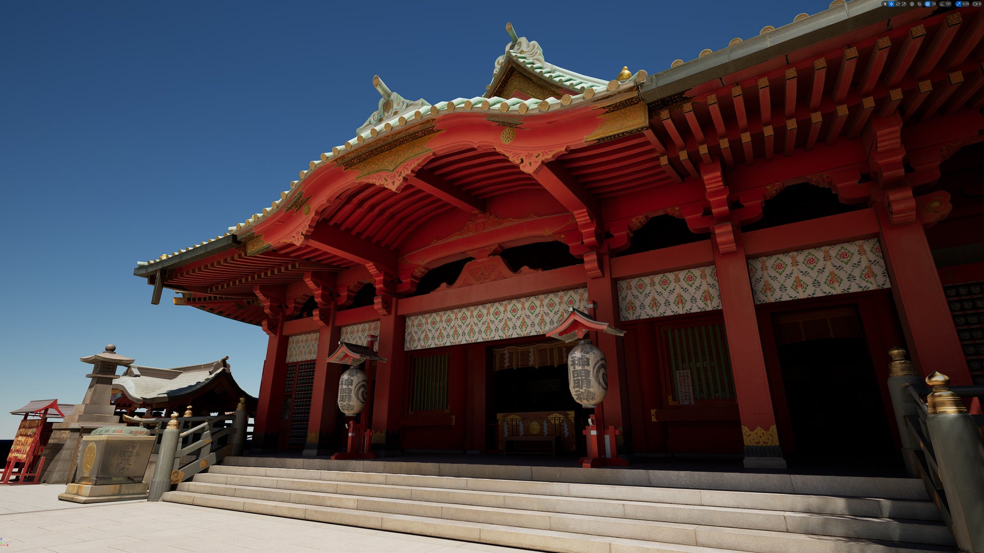 日照時間を変更した「神田明神」3DCGデータ(日中)