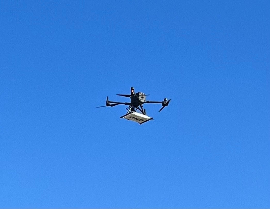 ドローンを使った実証実験の様子