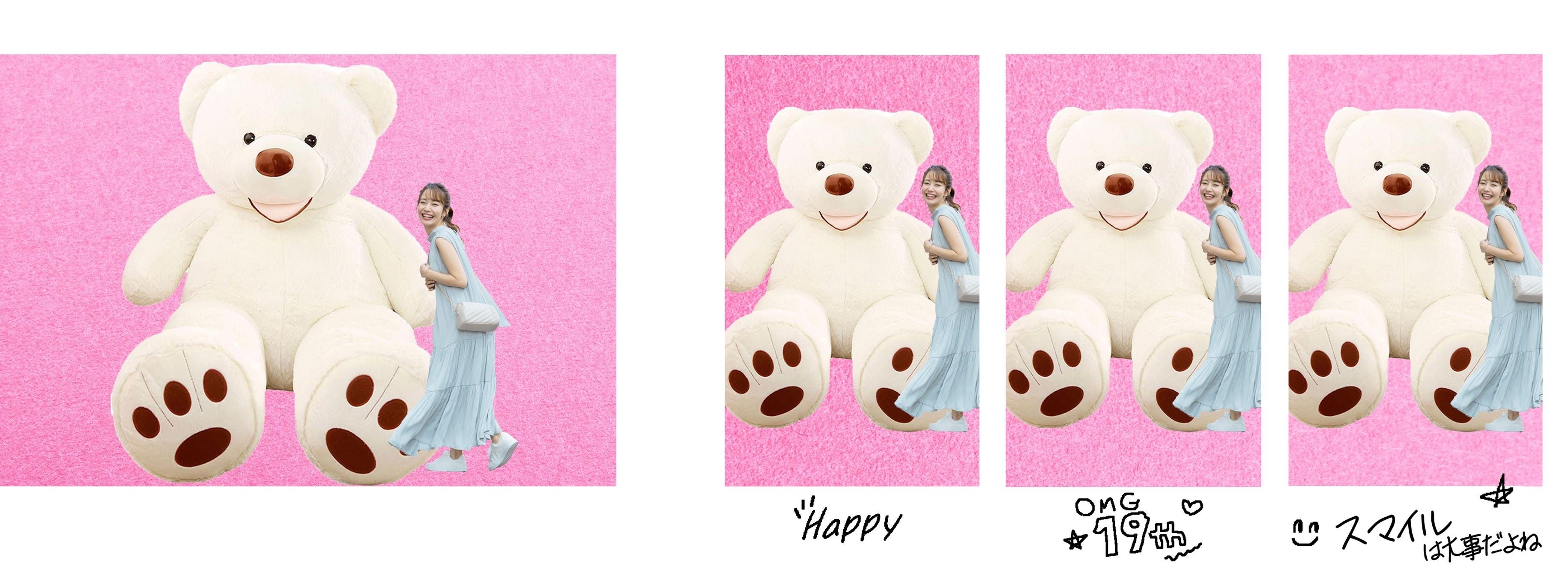 リアルな場に存在しない仮想オブジェとの合成イメージ　（左）　ミニバナーでの出力イメージ（右）