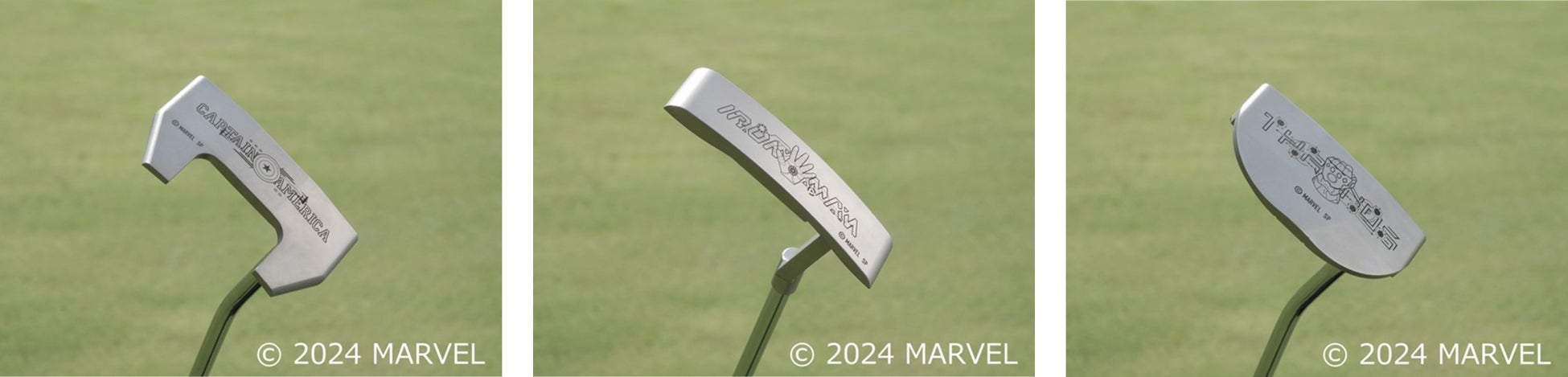 左:パーシヴァル キャプテンアメリカモデル、中央:アーサー アイアンマンモデル、右:アヴァロン サノスモデル