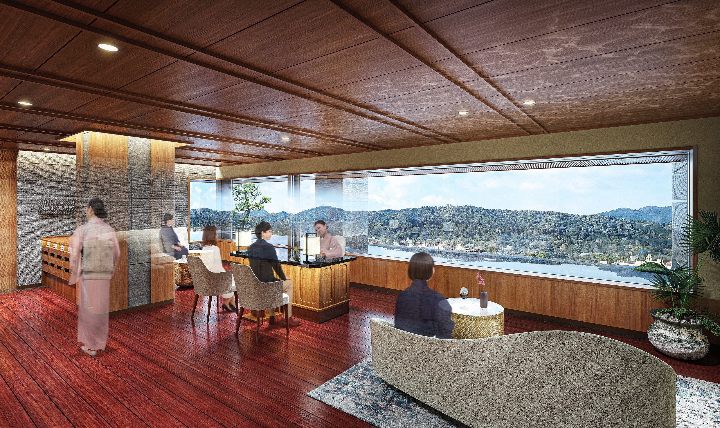 最上階で見晴らしの良いフロント