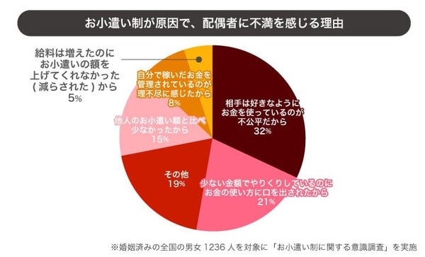 お小遣い制に不満を感じる理由のグラフ