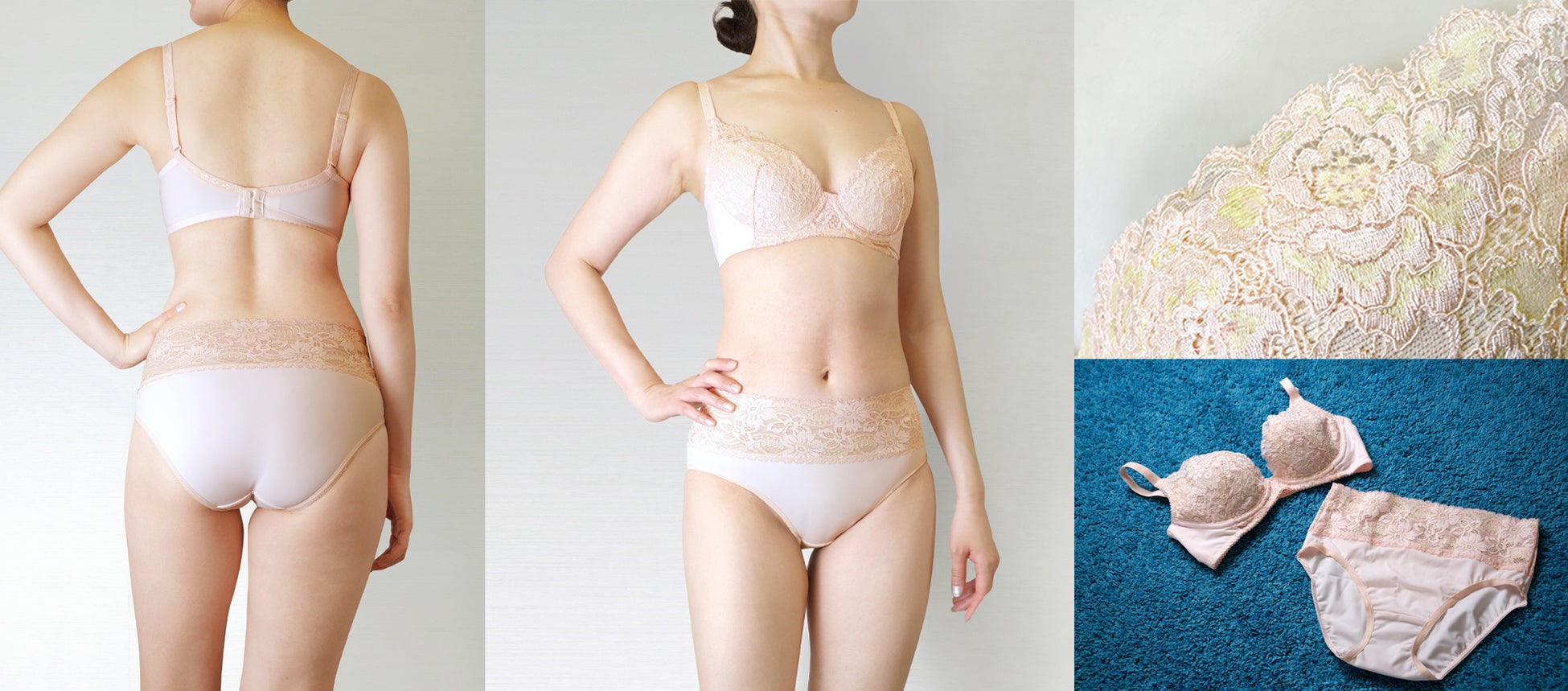 Deoluxeシリーズ・ピンクベージュ<ブラジャー・ショーツ>(BLOOMLuXE)