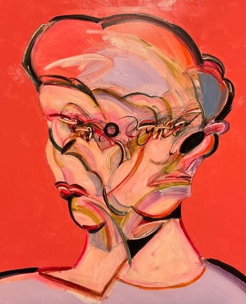 相川恵子_《できるだけ考えないようにする》_2022年_油彩、キャンパス_h530×w652×d200mm