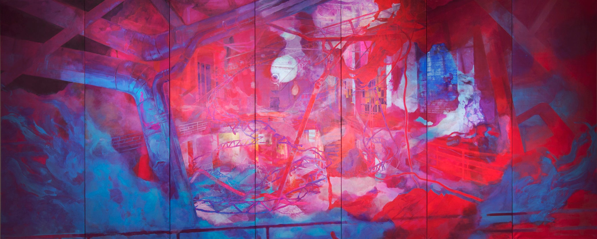 永井里枝「Night（52°3039.9”N, 13°2634.5”E, c.2X20）」 2020年 紙、ピグメント h2650 x w6650mm