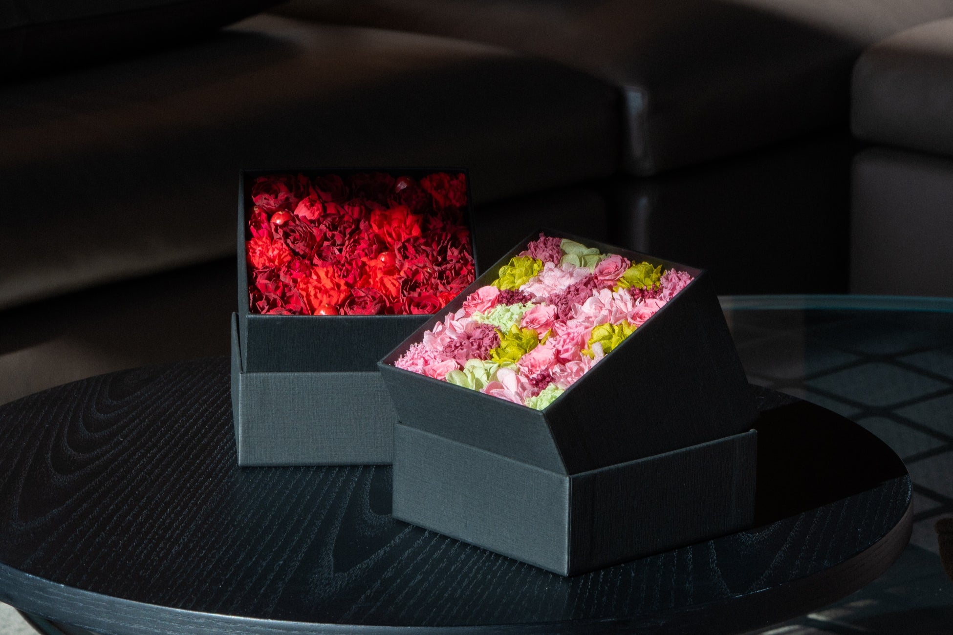フレッシュフラワーボックスとプリザーブドフラワーボックス