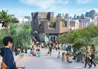 「ハラカド」の屋上イメージ (神宮前交差点を挟む「ハラカド」と「オモカド」)