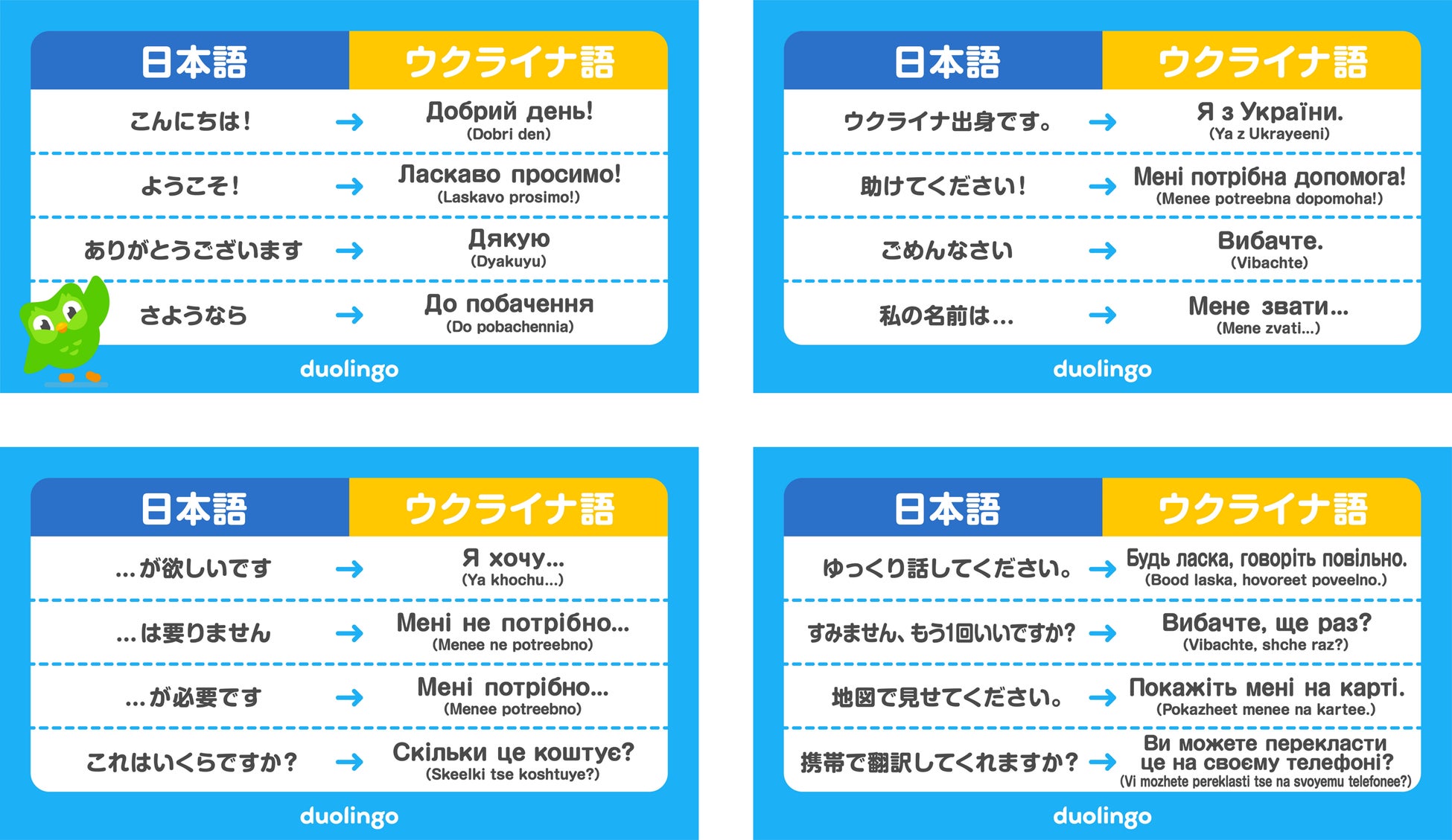 ウクライナ難民の方々のコミュニケーションの手助けへ Duolingoがウクライナ語フレーズ集 日本語版 を公開 Duolingo Inc のプレスリリース ウクライナ難民の方々のコミュニケーションの手助けへ Duolingoがウクライナ語フレーズ集 日本語版 を公開 Duolingo Inc のプレスリリース