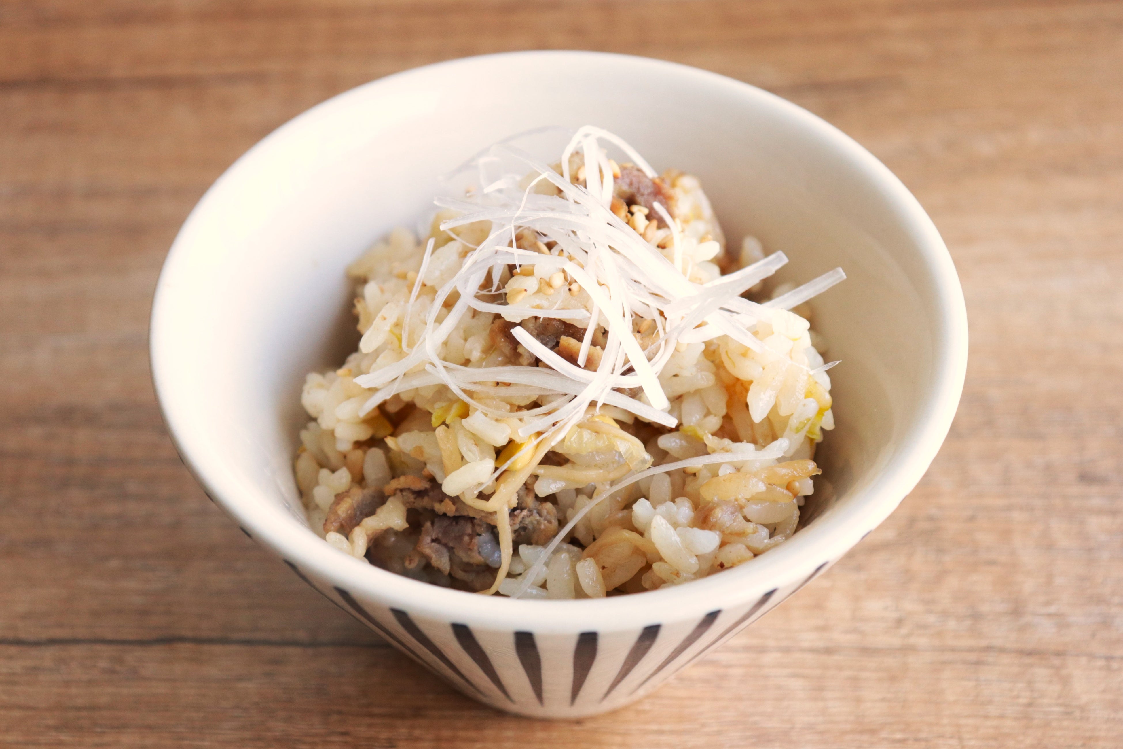 ▲有機フレッシュにんにく王の炊き込みご飯