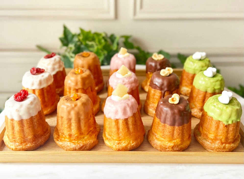 左からカスタード、アールグレイ、白桃、チョコ、抹茶