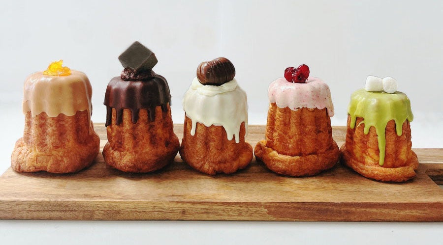 左からアールグレイ、チョコ、マロン、カスタード、抹茶