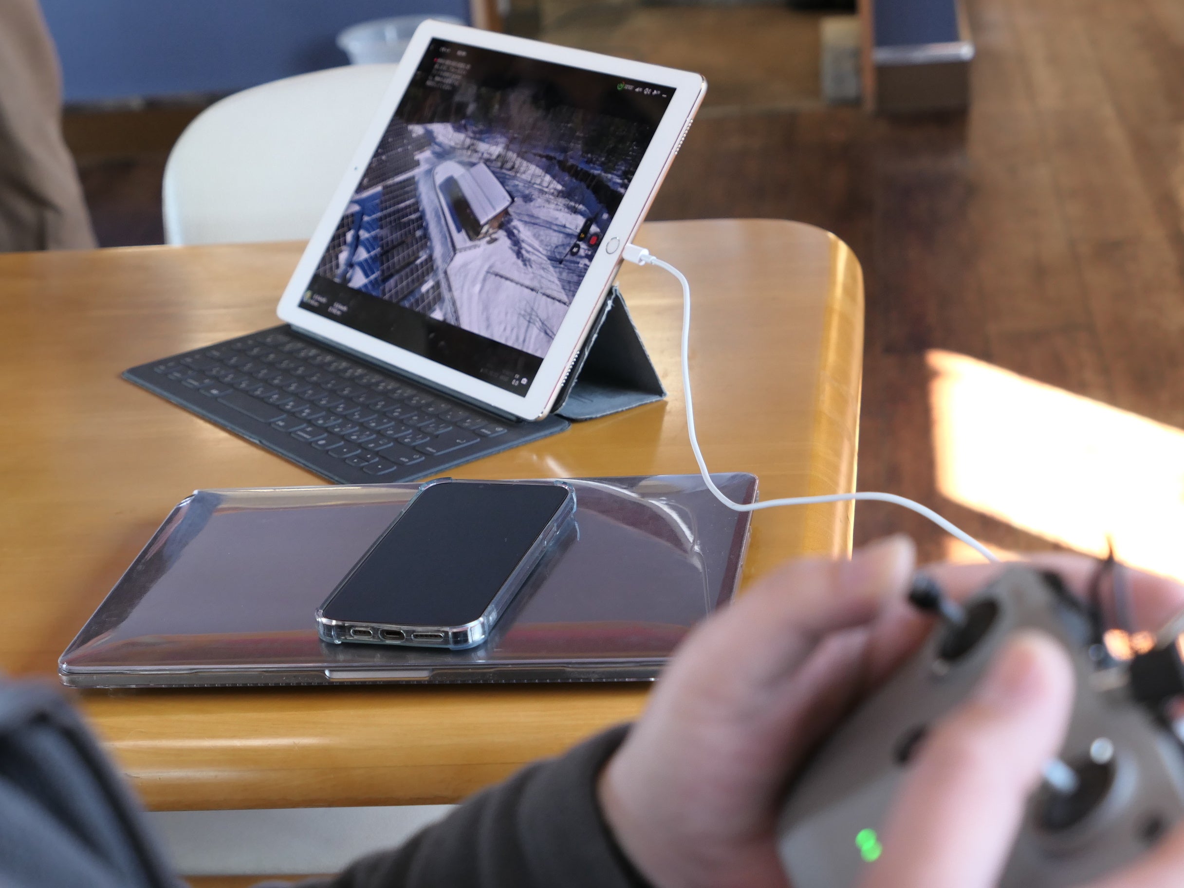 積雪のため会津電力の施設はドローンで確認