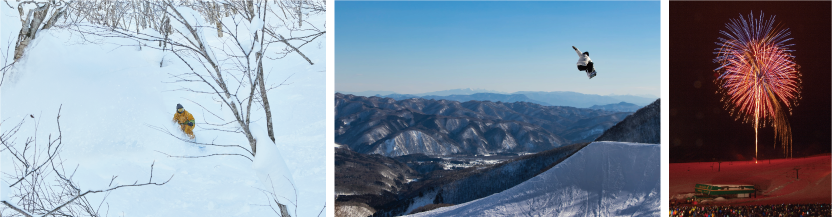 栂池の極上パウダーエリアを存分に味わう事ができる