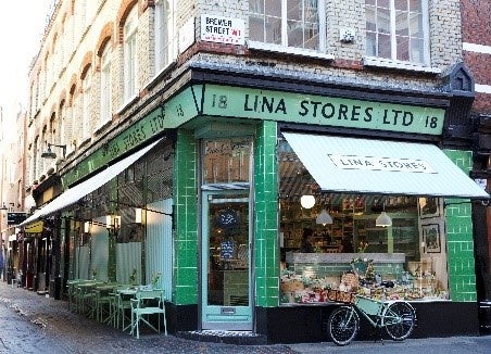 LINA STORES デリカテッセン ロンドン、ソーホー地区 ブリューワーストリート