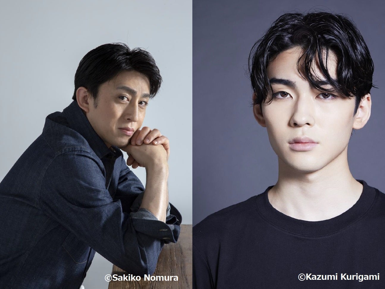 松本幸四郎氏（左）市川染五郎氏（右）