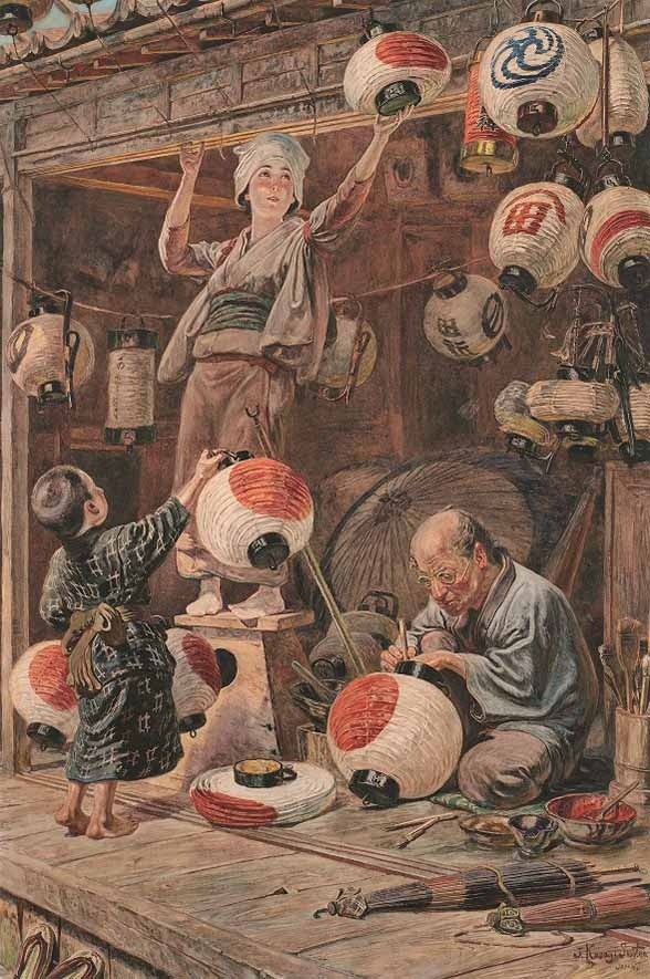 笠木治郎吉《提灯屋の店先》