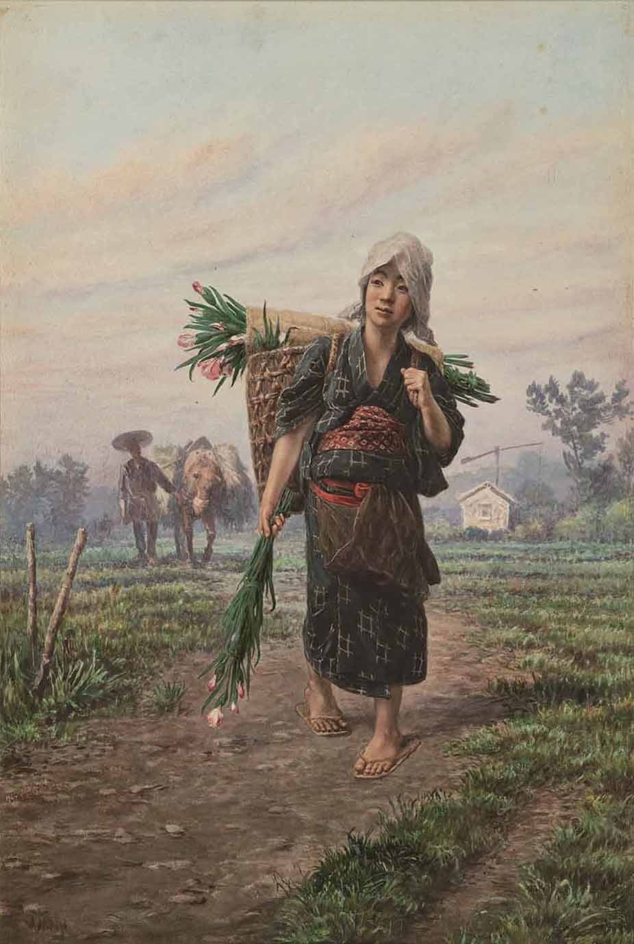 笠木治郎吉《花を持つ少女》