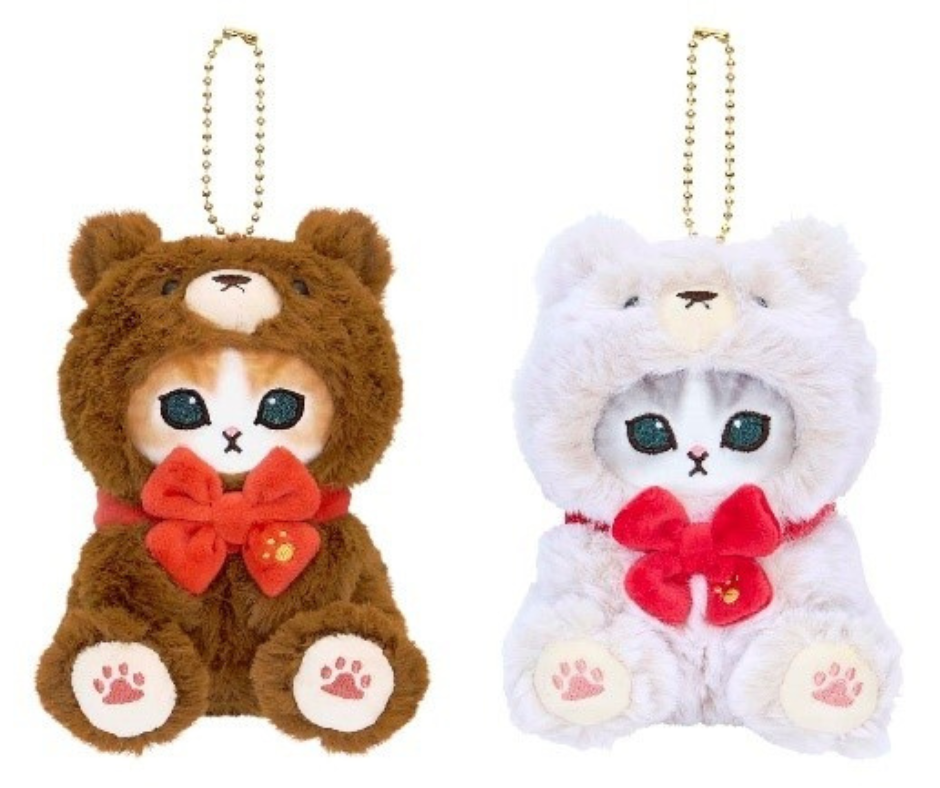 mofusand展  テディベアにゃんマスコット（ブラウン、アイボリー） 各1,650円 ※お一人様各1点まで
