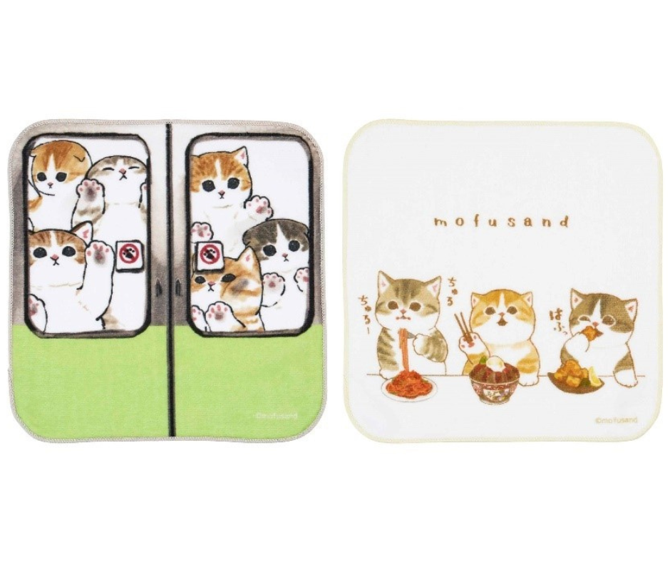 mofusand展　ハンドタオル （満員電車、もぐもぐにゃん） 各770円 ※お一人様各3点まで