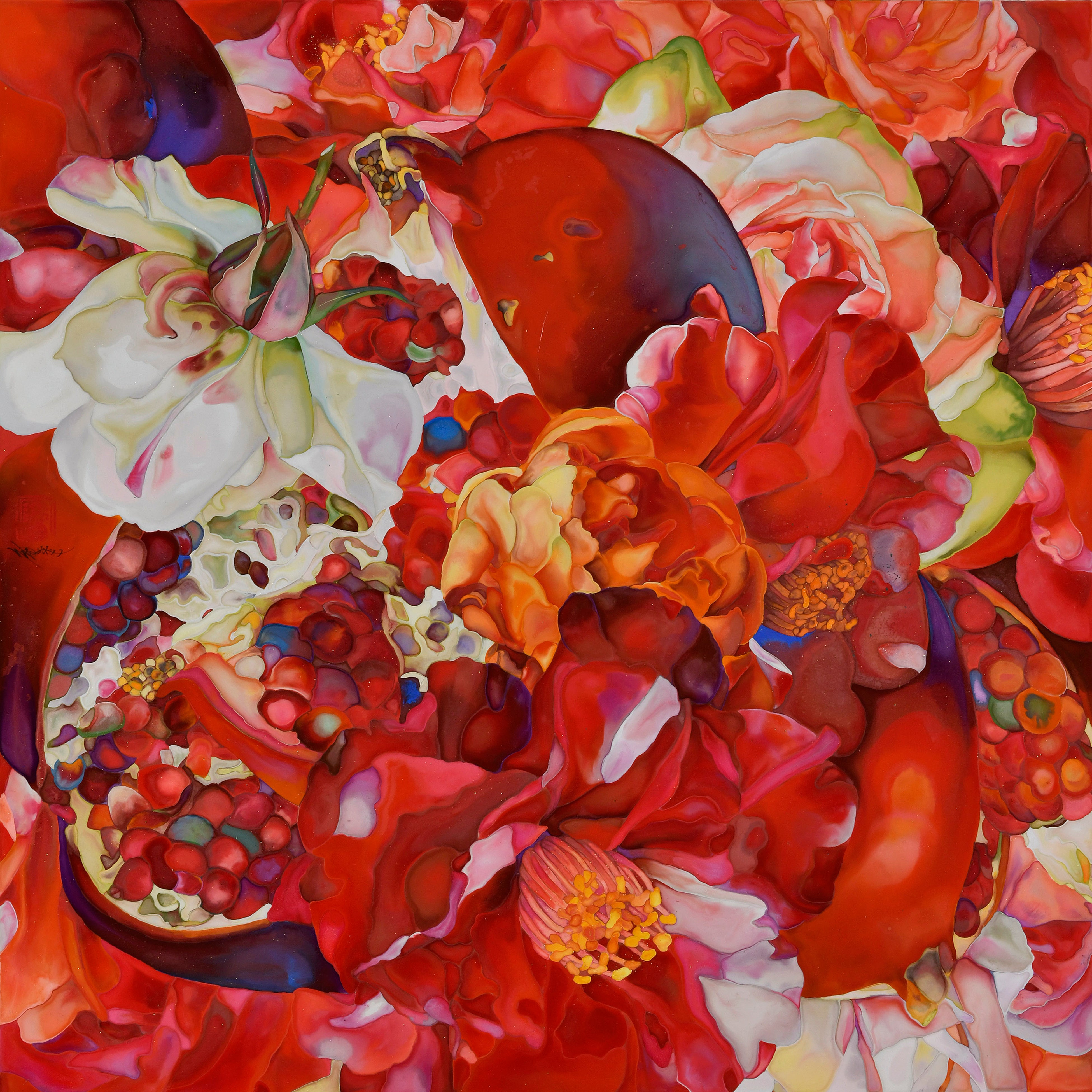 「ハナ ト カヂツ』 72.8×72.8㎝