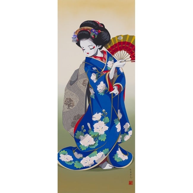 松浦 浩之『アレ夕立に、芙蓉かほる』 (162.3×65.3cm、キャンバスにアクリル)