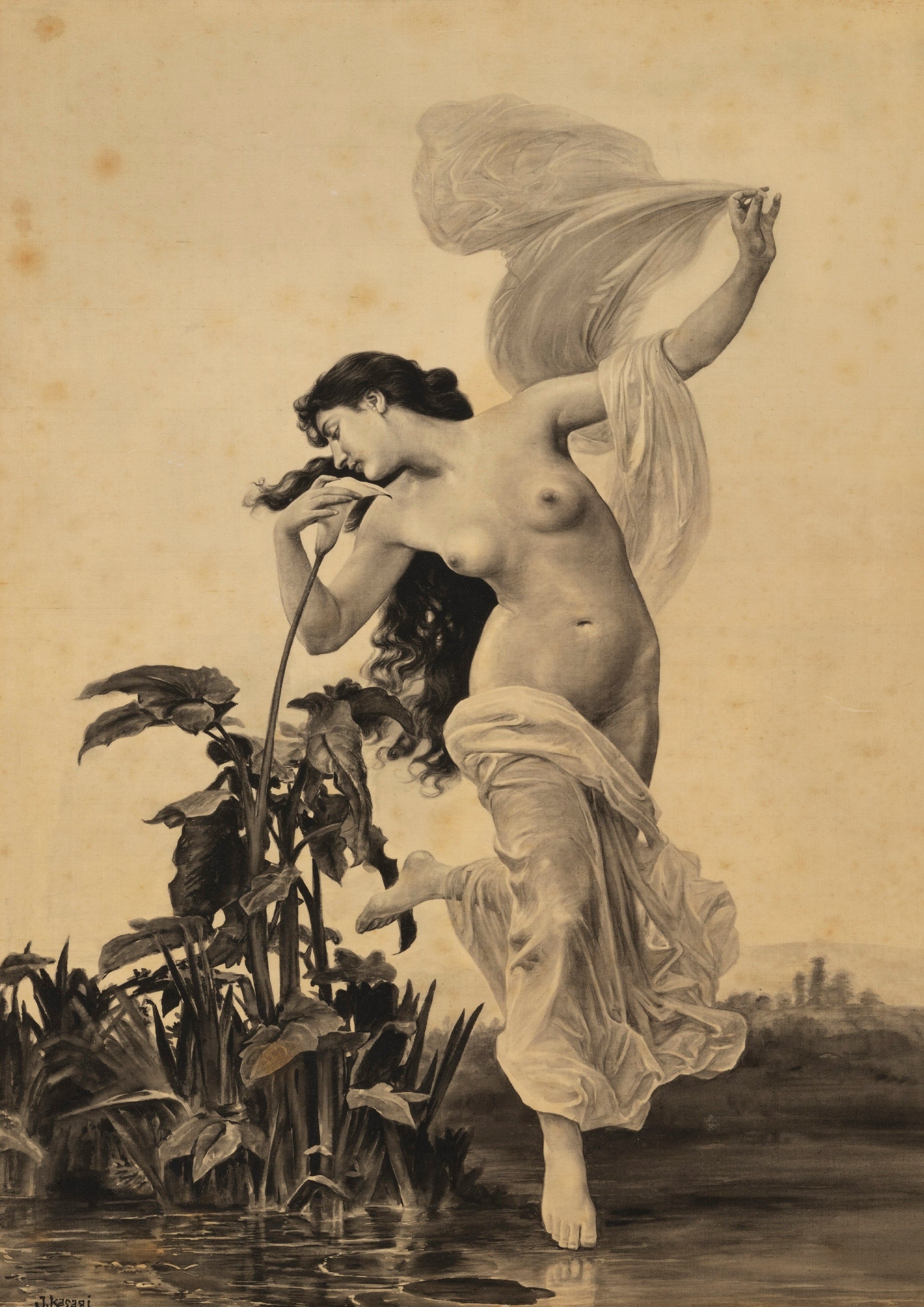 笠木治郎吉《ウィリアム・アドルフ・ブグロー画「暁の女神」模写》