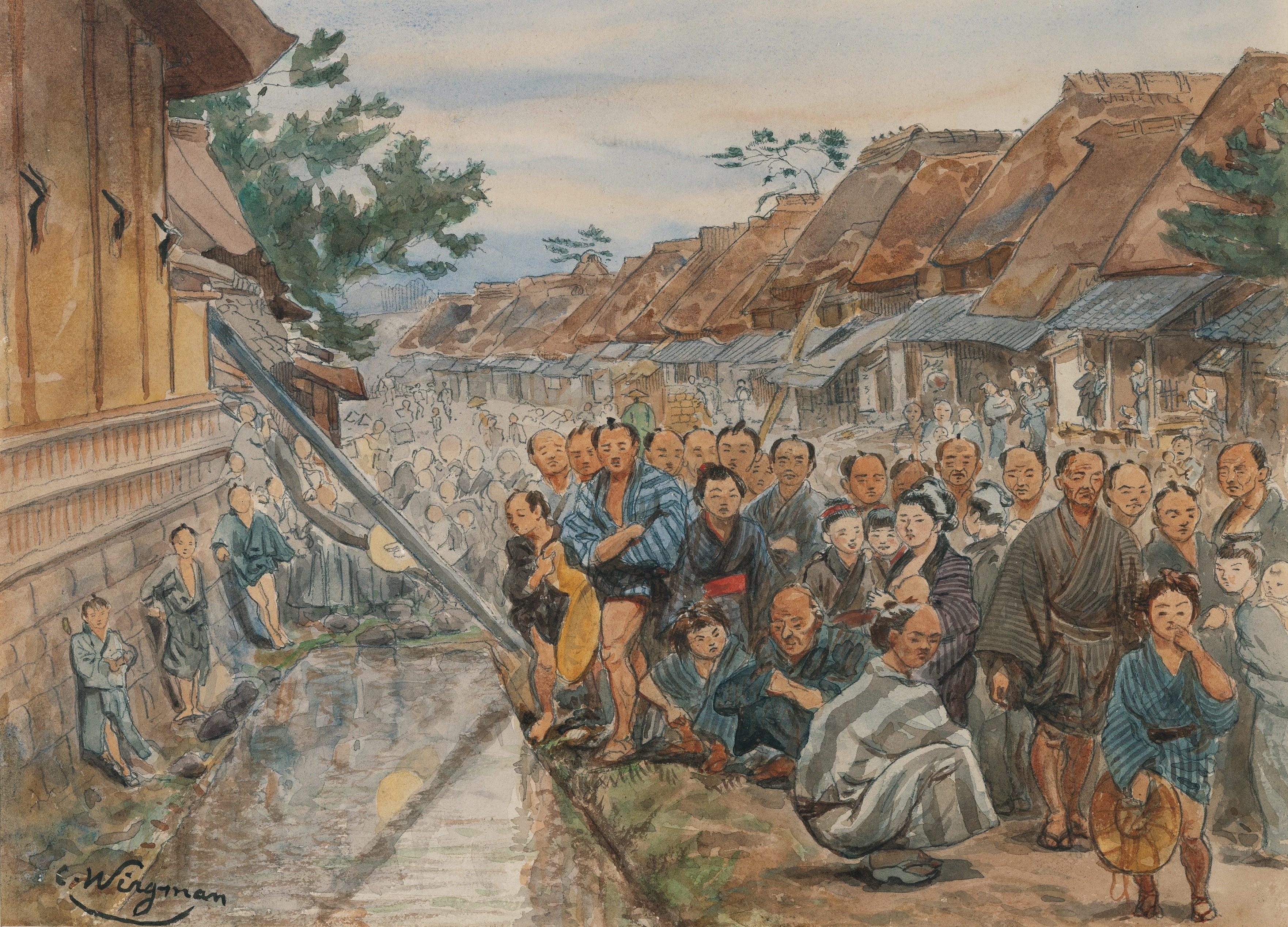 チャールズ・ワーグマン 《見物する人々》