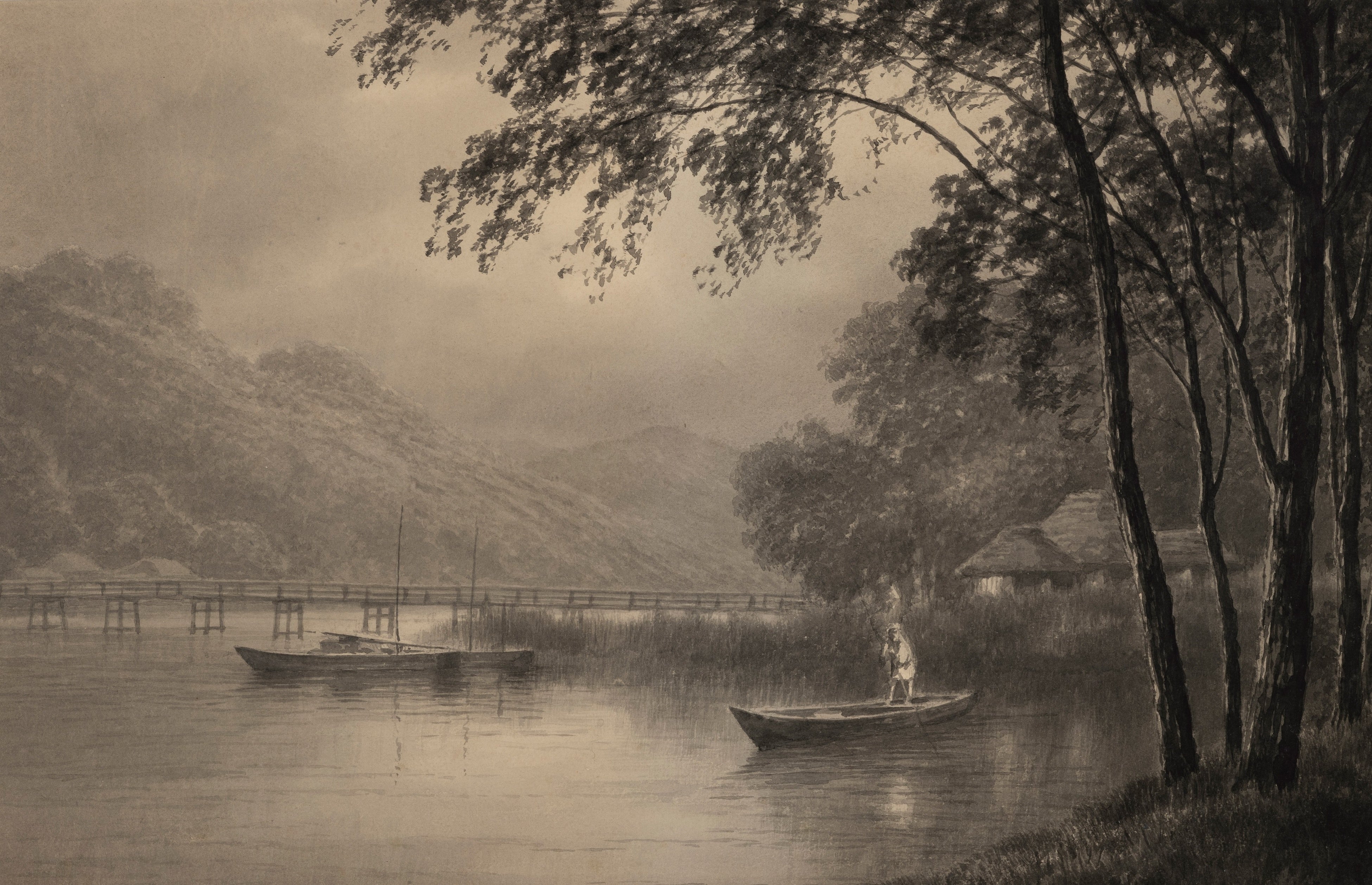 渡辺豊洲《山村の橋》