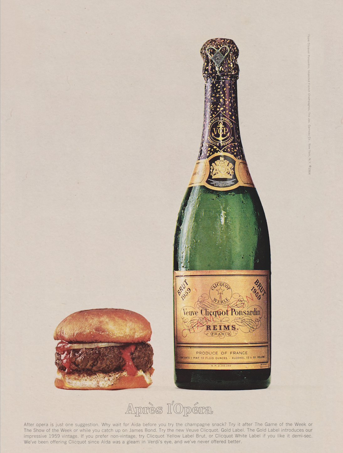 1964年当時のヴーヴ・クリコと バーガーペアリングの広告原画