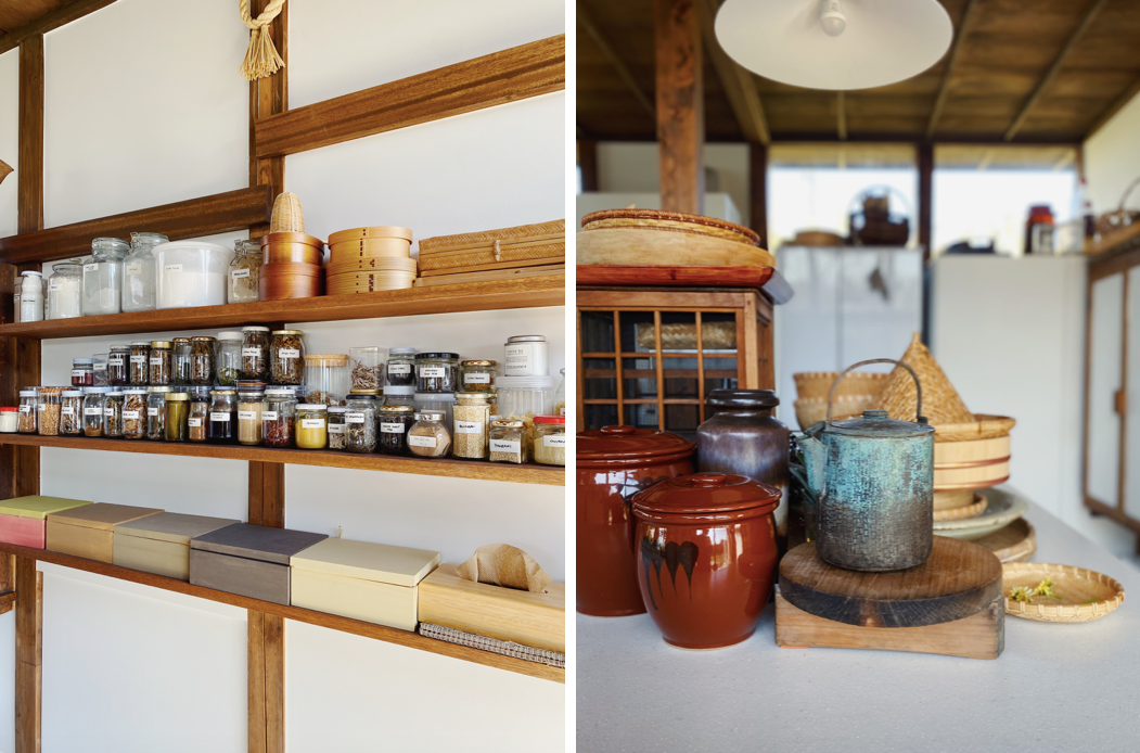 スキンケアプロダクトの香りのインスピレーション源となる三浦別邸のキッチンの一角。