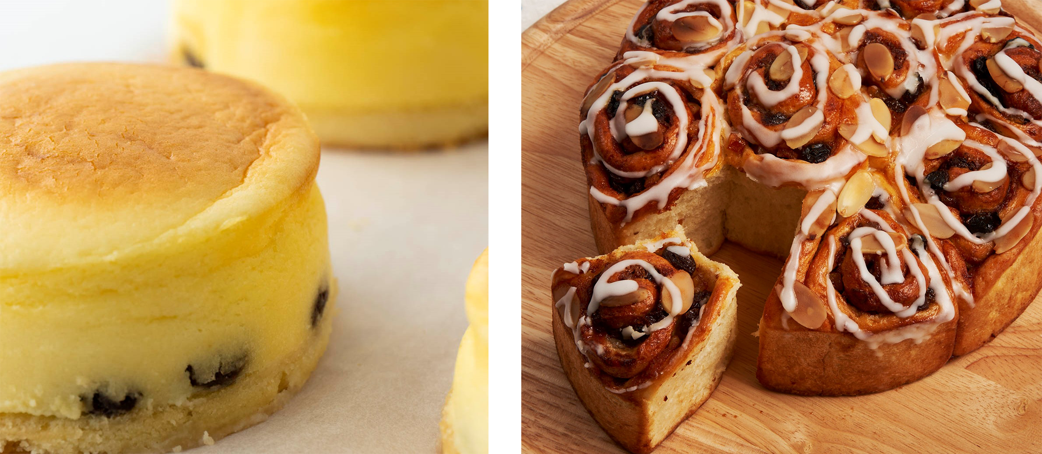 鎧塚さんの「スフレチーズケーキ」　　　　　　　　　　　　石川さんの「チェルシーバンズ」