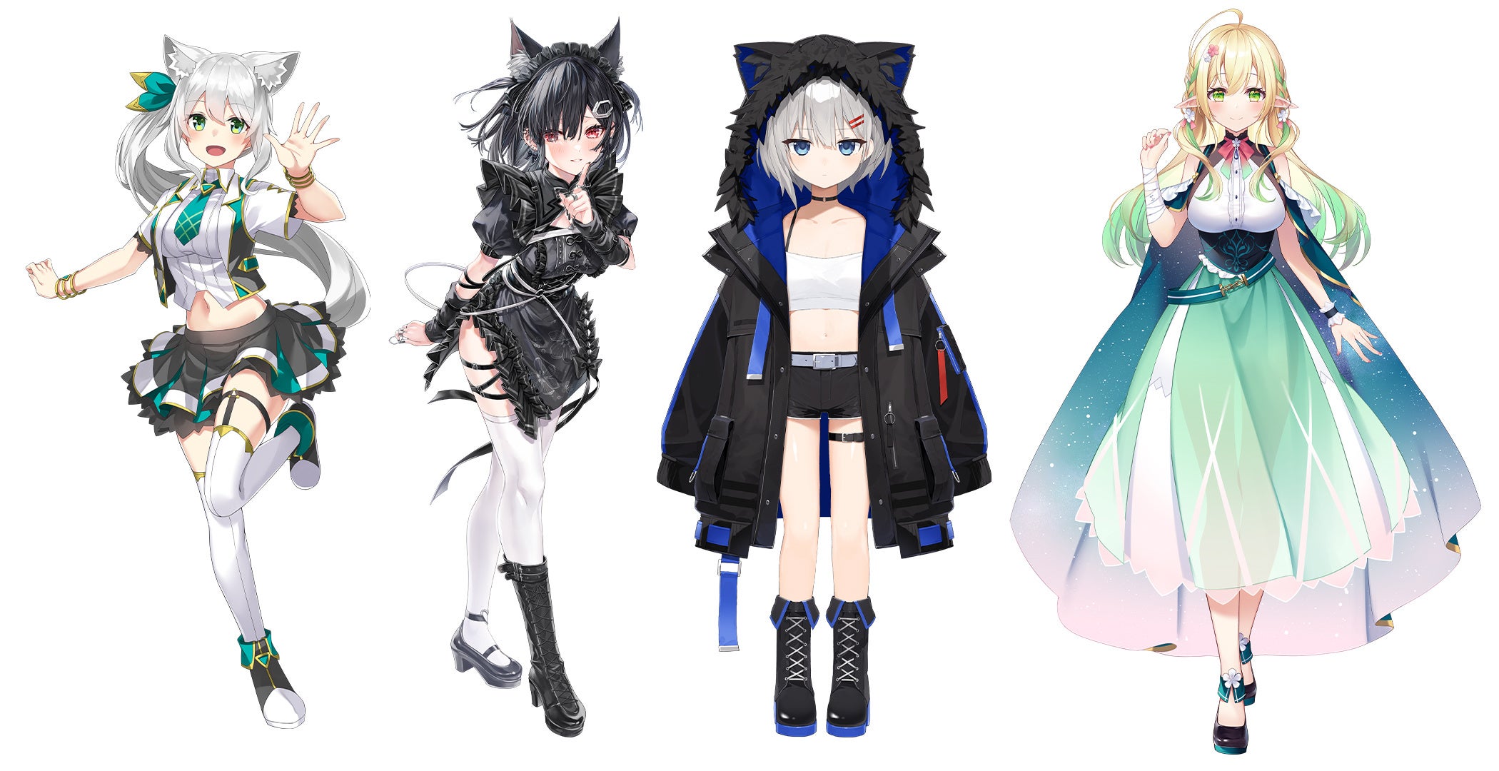 左から　ヒヅキミウ・ミツルギリア・ルリネルナ・サオヒメユエ