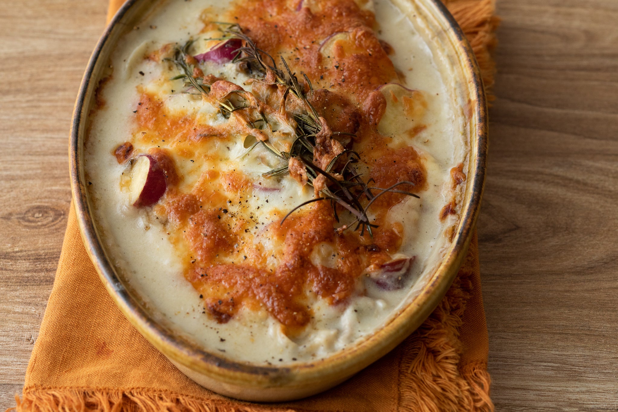 秋・さつまいもと牡蠣のグラタン