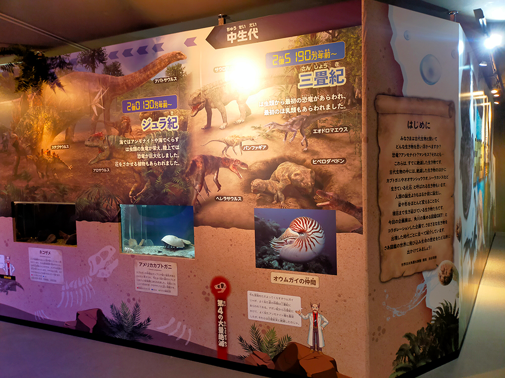 角川の集める図鑑『GET！恐竜』『GET！魚』『GET！絶滅動物』の世界を中心に、図鑑さながらに生き物たちを観賞できる