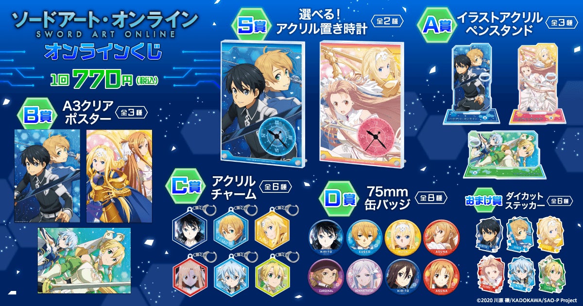 ソードアート・オンライン クッズ詰め合わせ ソードアート・オンライン」シリーズのオンラインくじがくじ引き