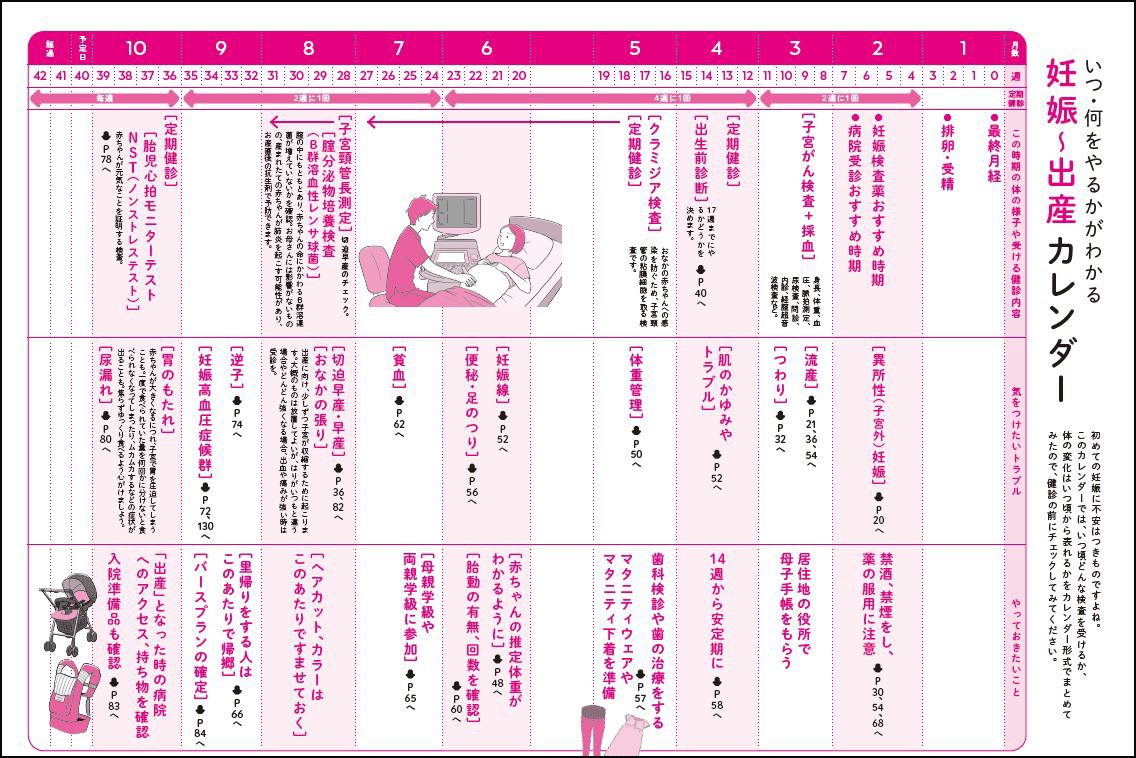 これを見ればいつ何をやるかがわかる「妊娠～出産」カレンダー付き！