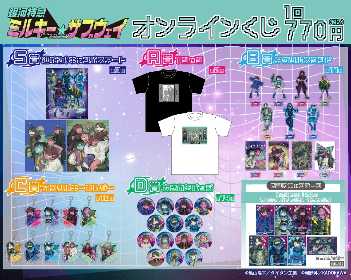『銀河特急 ミルキー☆サブウェイ』のオンラインくじが「くじ引き堂」に登場 河野丼先生による「サイバーパンク」テーマの新規描き下ろしも