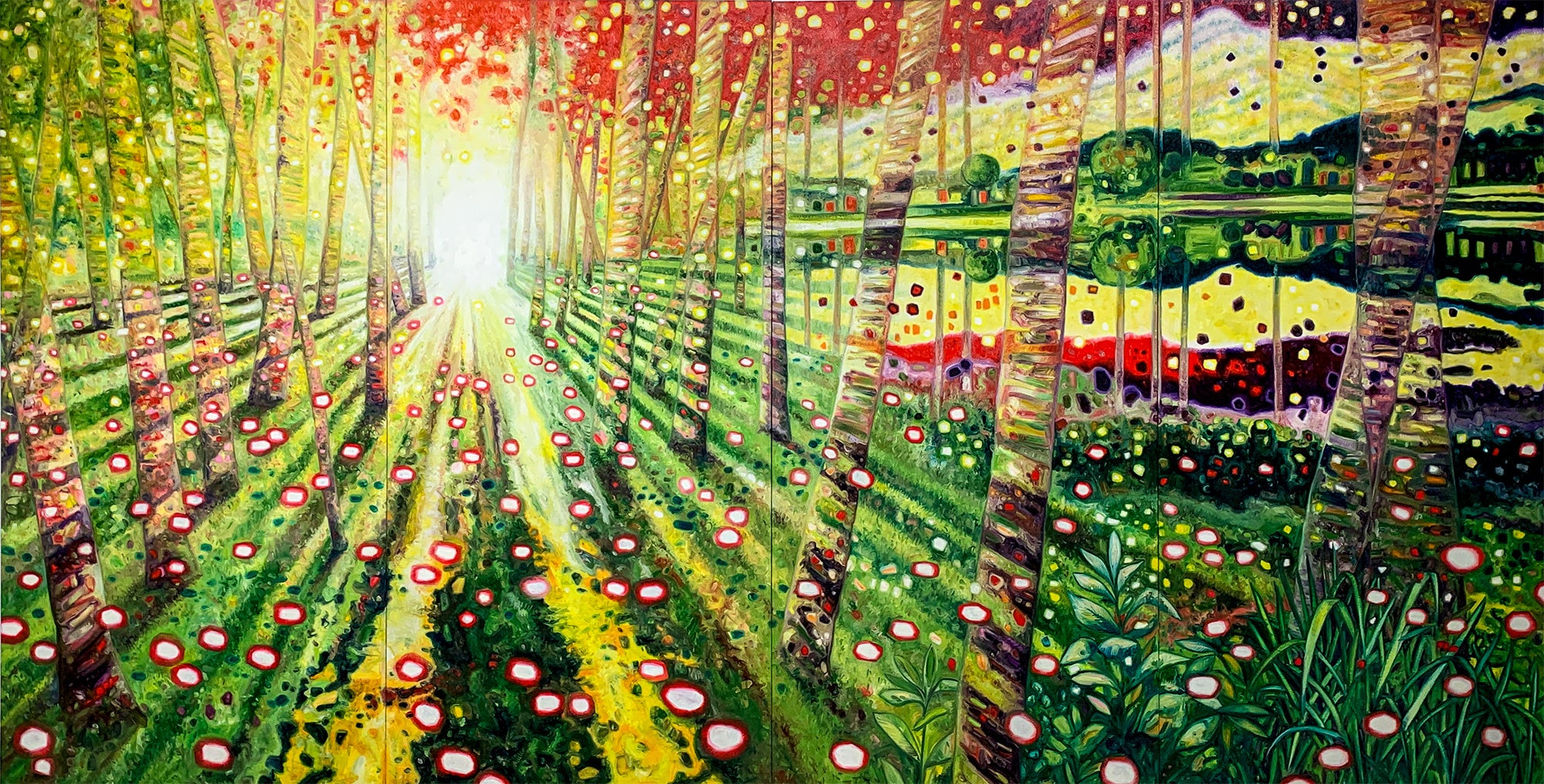 大岩オスカール 《 path to the light 》／2018 H2286 × W4445mm ／キャンバスに油彩／ARアプリ／作家蔵