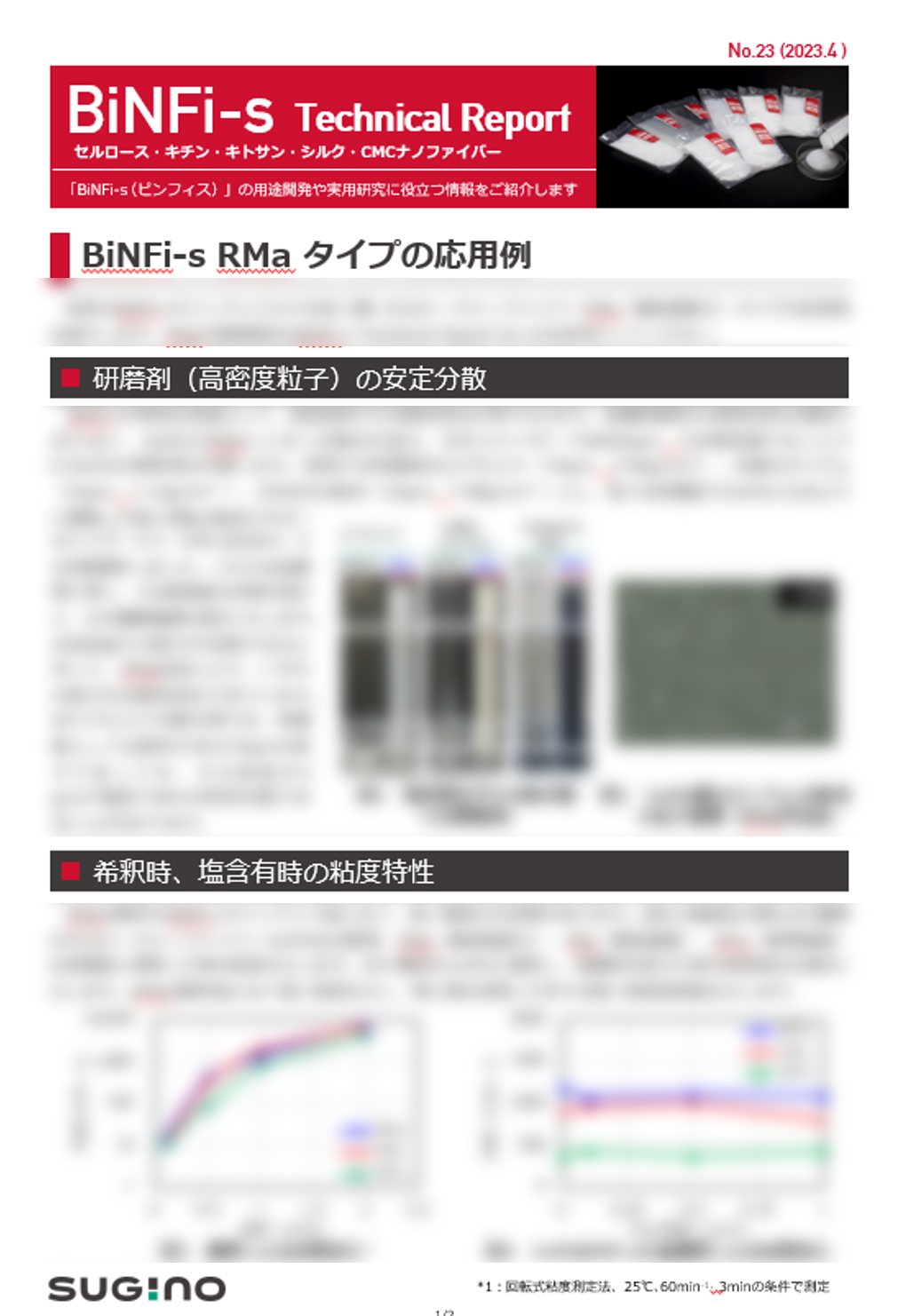 スギノマシンのCNF(BiNFi-s)RMaタイプ応用例（研磨剤の安定分散、樹脂