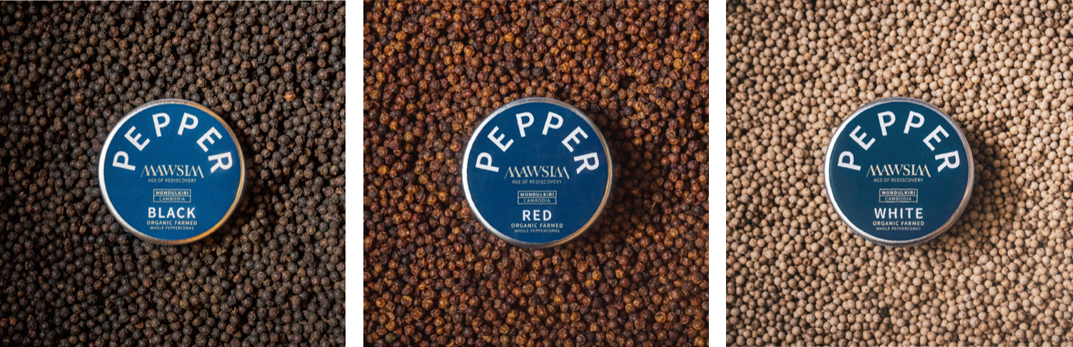 左からMAWSIM PEPPER BLACK、RED、WHITE