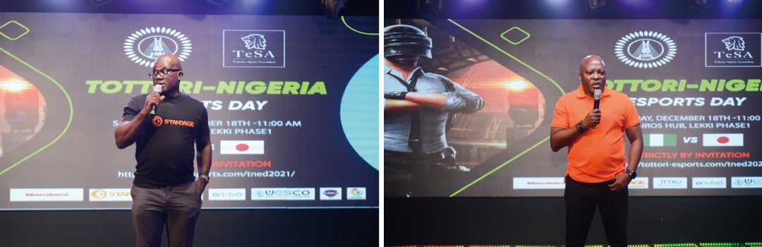 STANDAGE Nigeria, Ltd. 代表 Dave氏(左)、ラゴス州スポーツコミッション会長 SOLA AIYEPEKU氏(右)