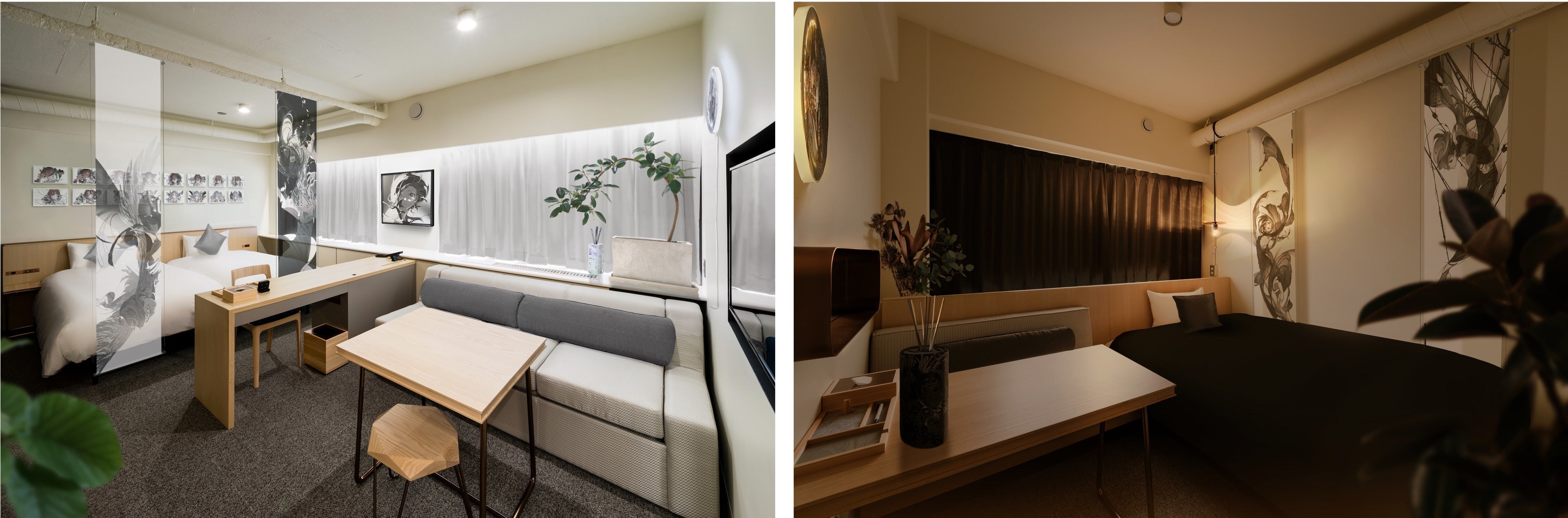 客室イメージ　（左）ツインルーム　（右）シングルルーム