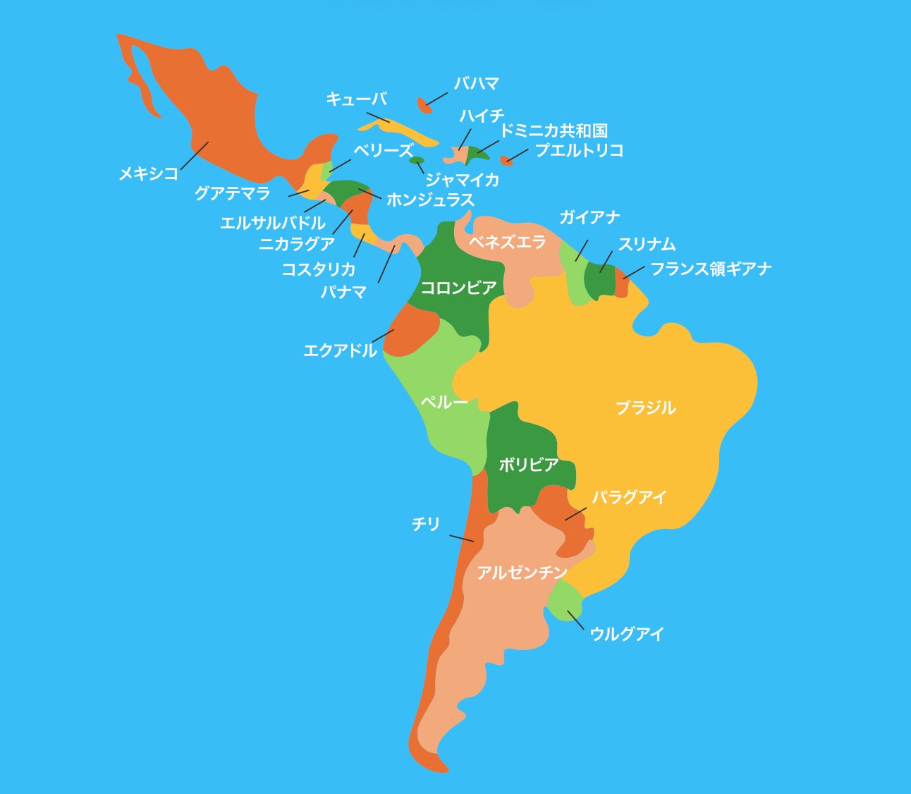 中米地図国名入り _ 南アメリカ 国名 一覧 – YCQRE