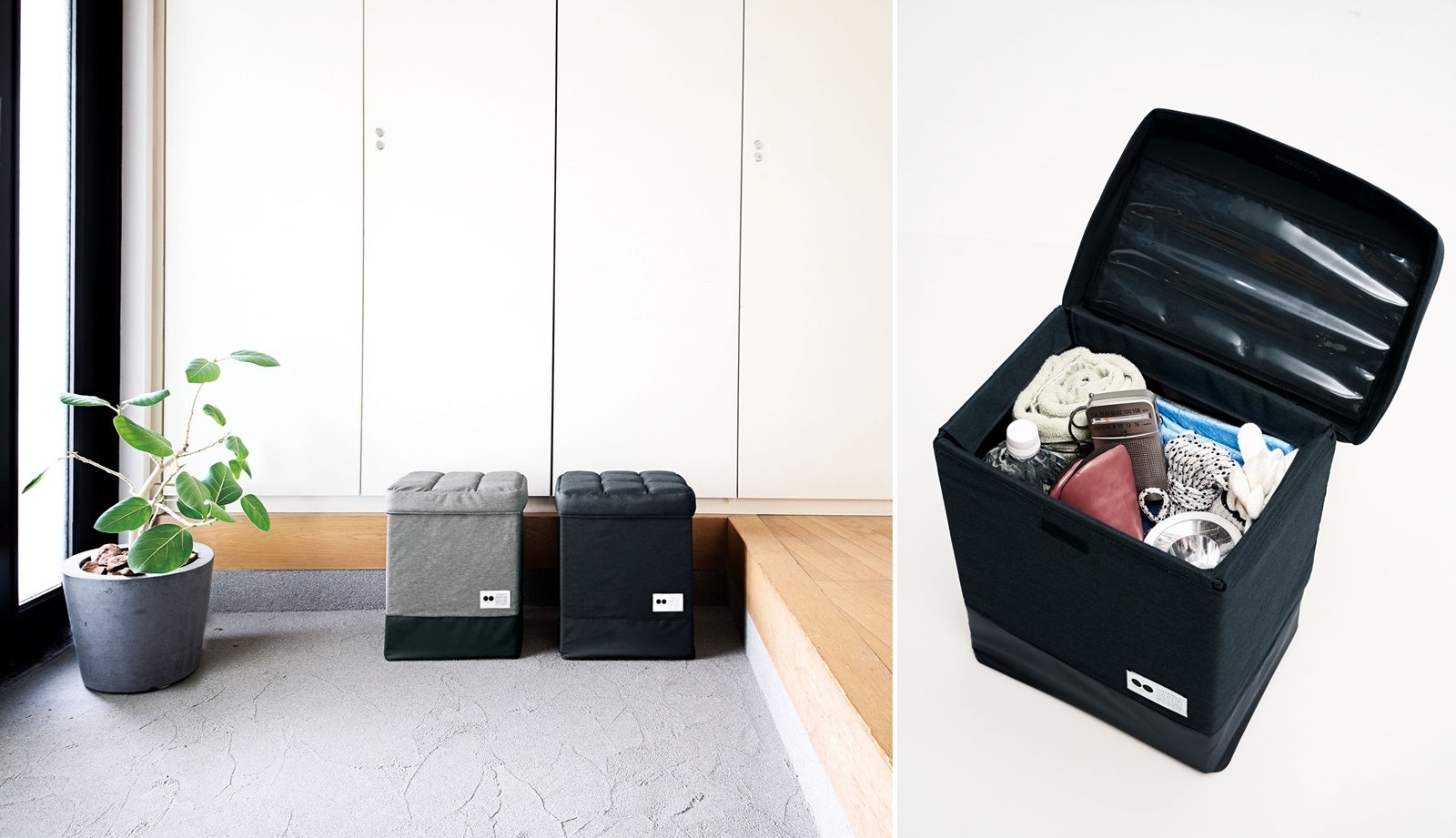 座れる玄関防災バッグ