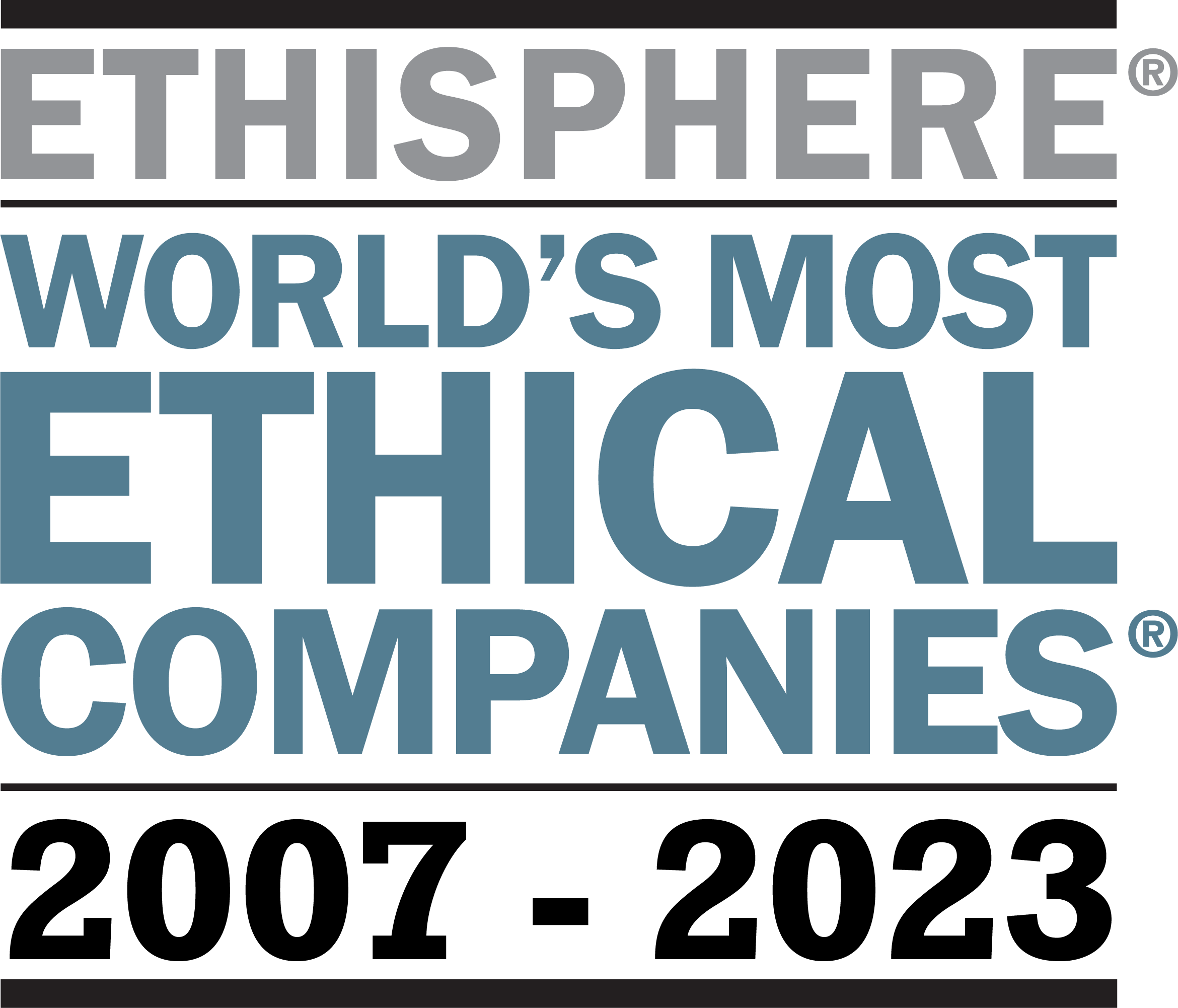 「World’s Most Ethical Companies 2023」（世界で最も倫理的な企業）ロゴ