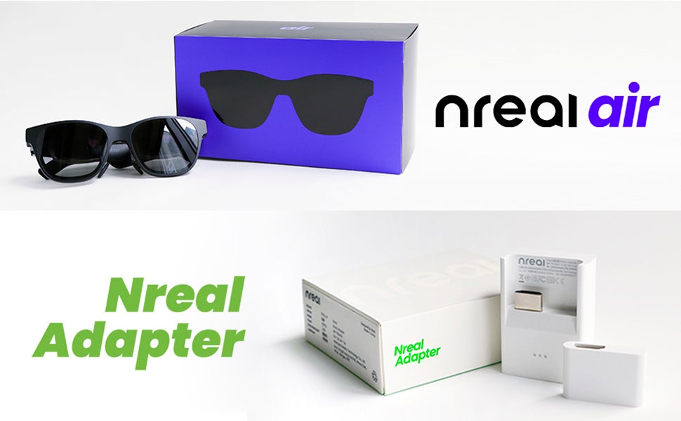 今年2月に販売開始した「Nreal Air」(上)と、10月1日に一般販売開始する「Nreal Adapter」(下)